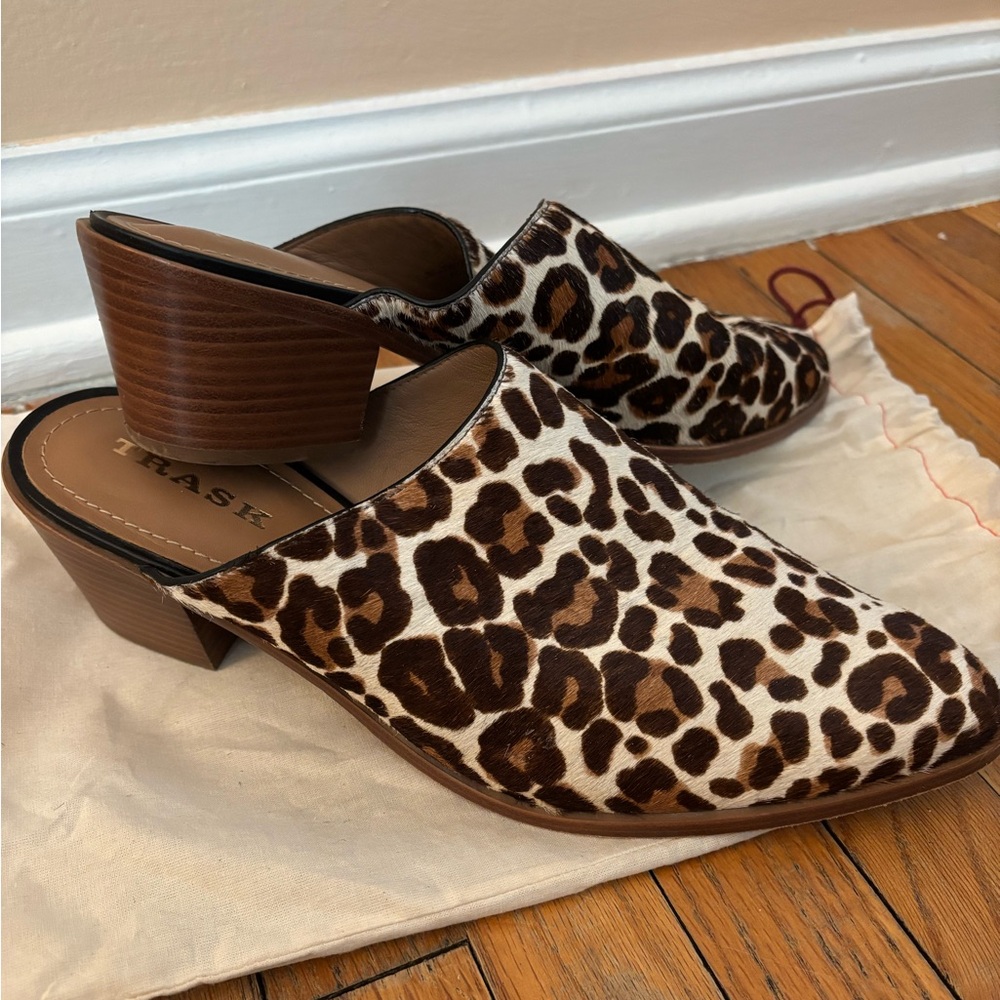 Trask Teresa Western Mules Leopard Print Women’s Shoes
